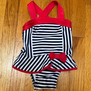 Cat & Jack Baby Girl Nautical 4th of July one piece Swimsuit size 9 months